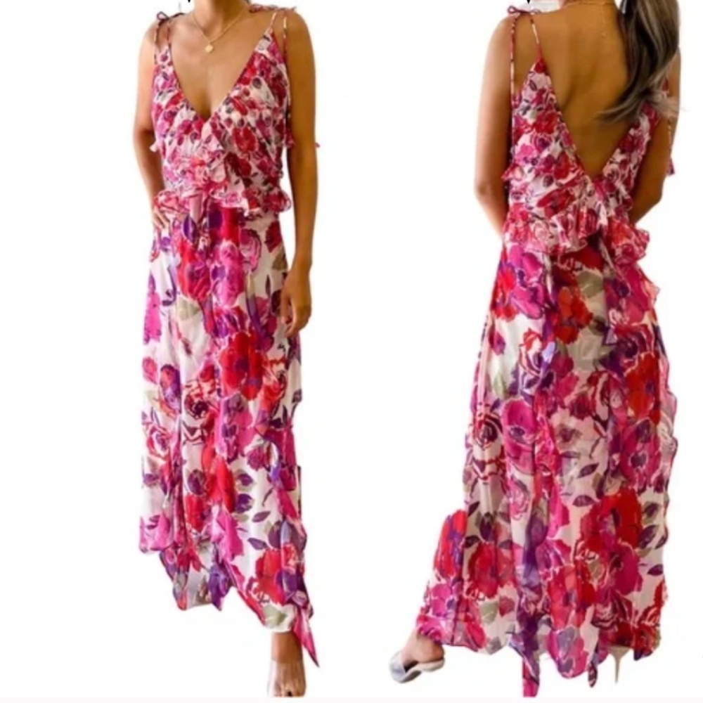 NWT MISA Los Angeles Diana Dress - White Coming Up Roses (RETAIL PRICE IS $460!) - Picture 4 of 12